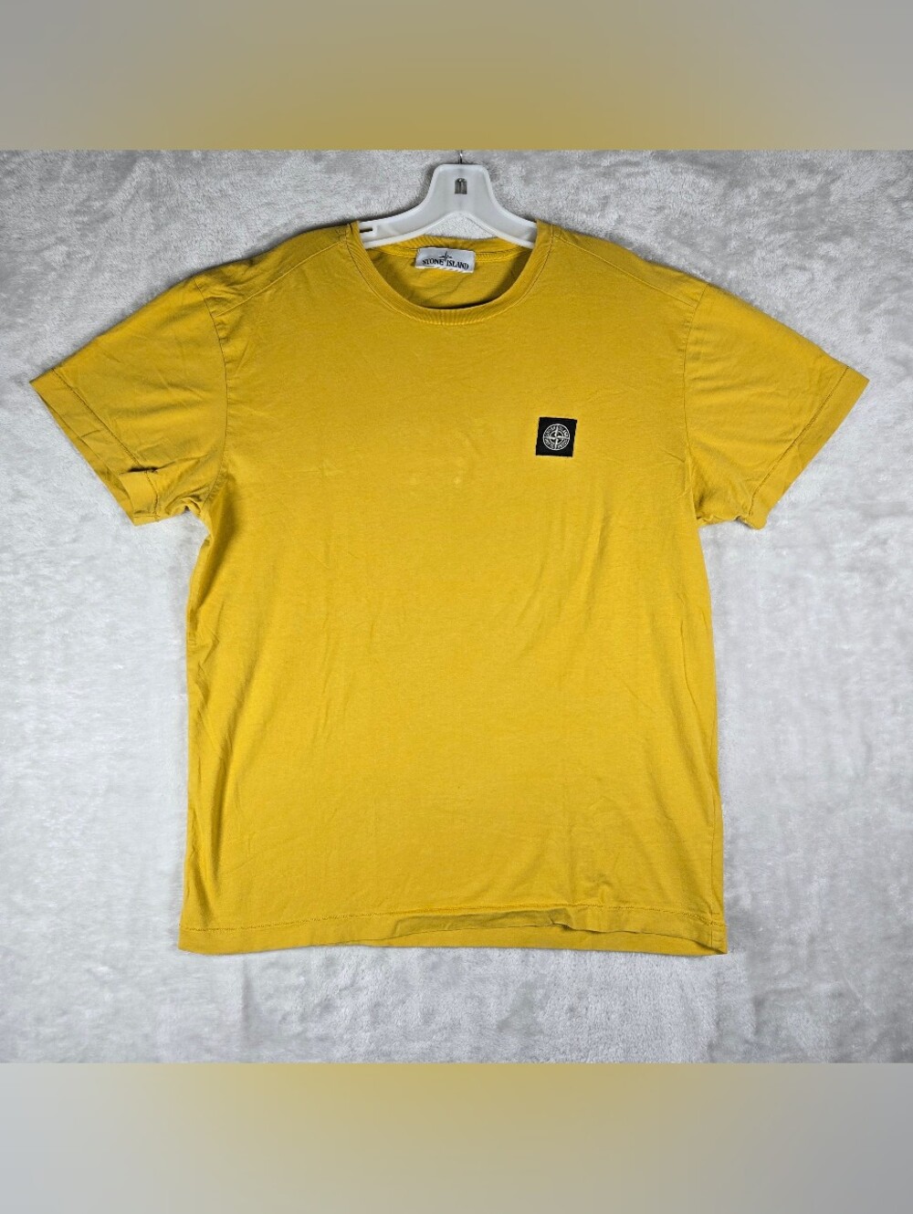 Stone Island T-Shirt Men's Size XL Yellow Jersey Garment Dyed Compass Patch Logo